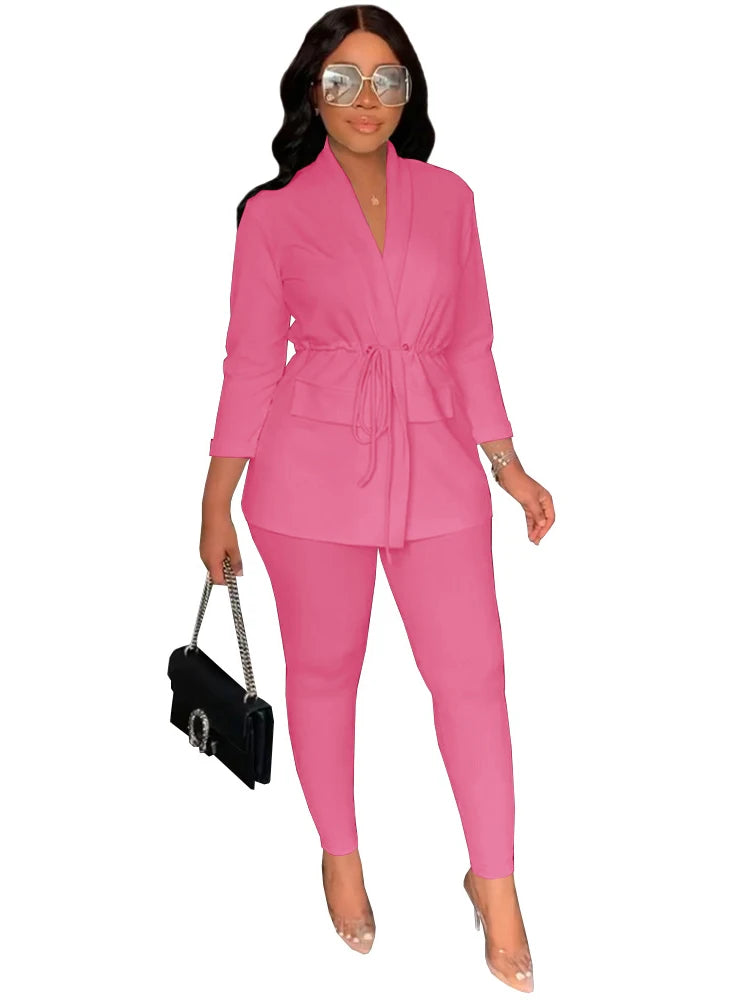 African 2-Piece Pant Suit for Women – Traditional-Inspired Casual Office Wear