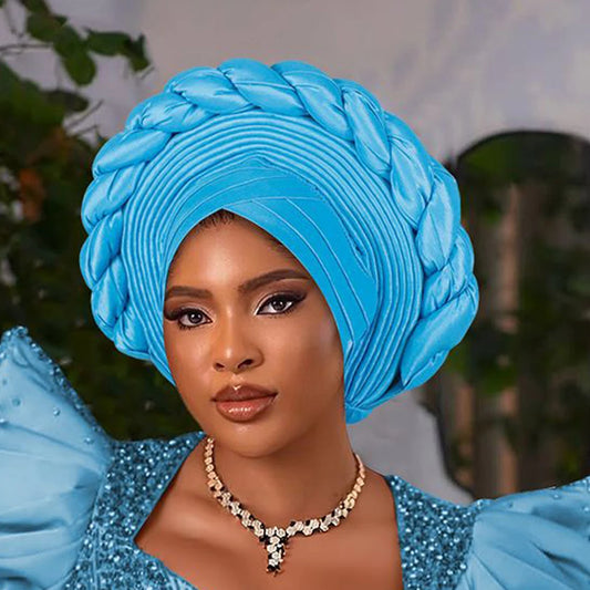 African Auto Gele Headtie – Aso Oke Nigerian Wedding & Party Head Wrap