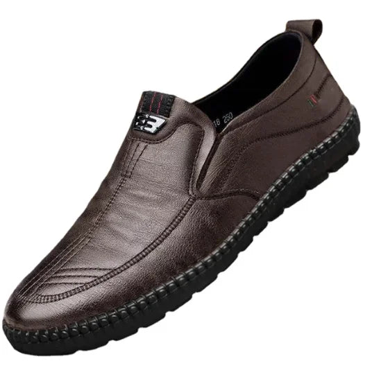 Men’s Leather Breathable Business Loafers – Summer Slip-On Moccasins