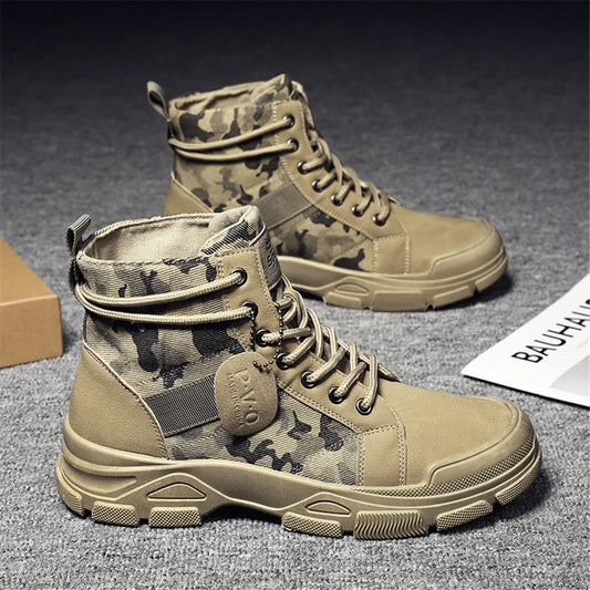Men's Canvas Boots – New Autumn/Winter Plus Velvet High-Top Warm Casual Outdoor Boots (Camouflage Style)