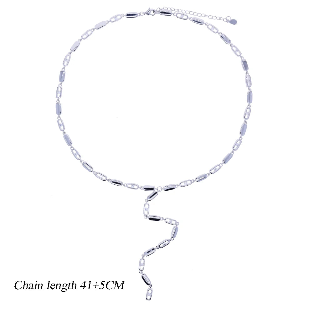 Fashion Special Water Drop Bling Oval CZ Choker Necklace Gold Color Lariat Long Bar Tear Drop Y Shape Long Tassel Women Jewelry
