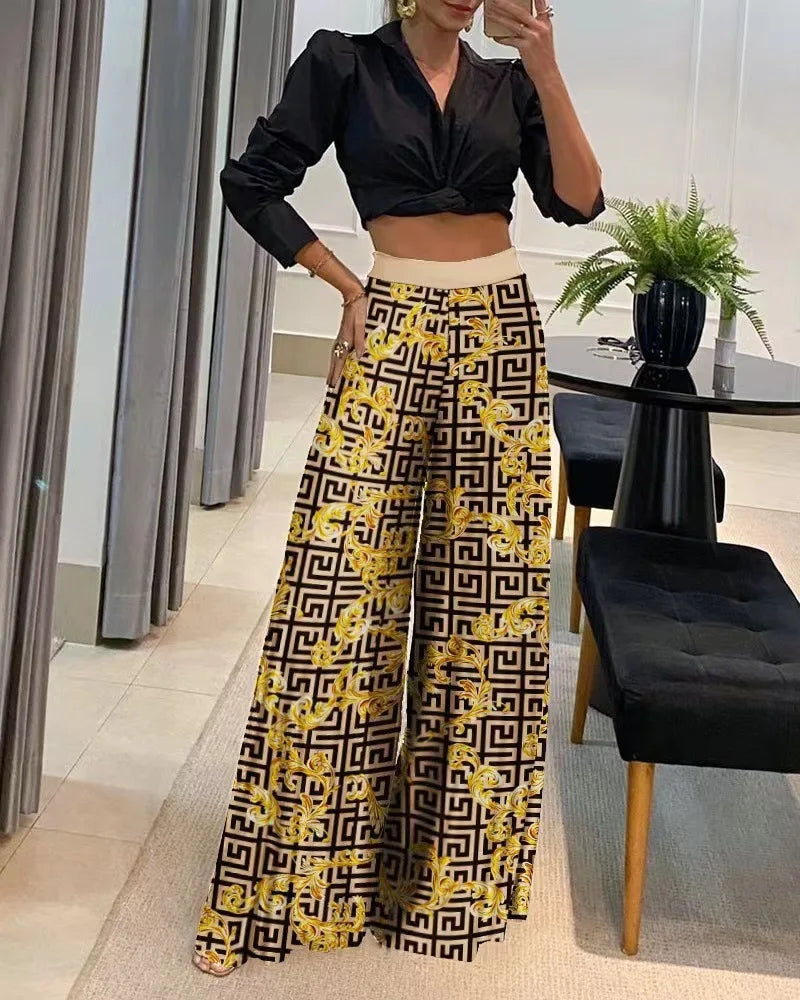 Women's Printed Wide-Leg Pants – Spring/Autumn Collection