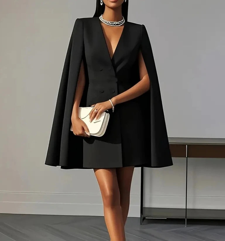 XIKUO Women’s Double-Breasted Mini Dress – Office Lady Style