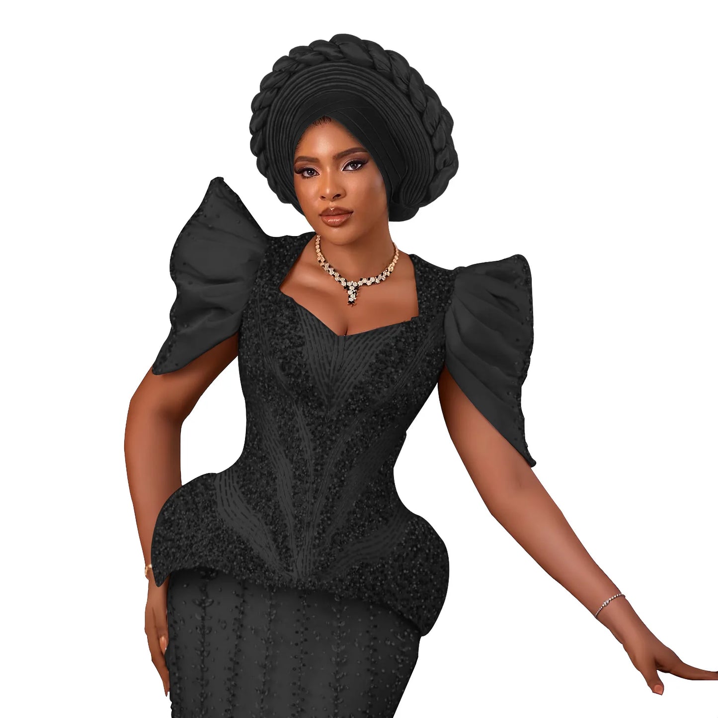 African Auto Gele Headtie – Aso Oke Nigerian Wedding & Party Head Wrap