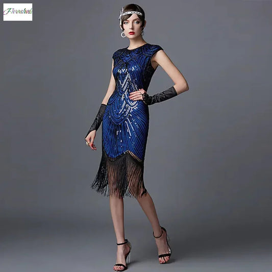 Women's 1920s Vintage Gatsby Long Skirt Flapper Dress