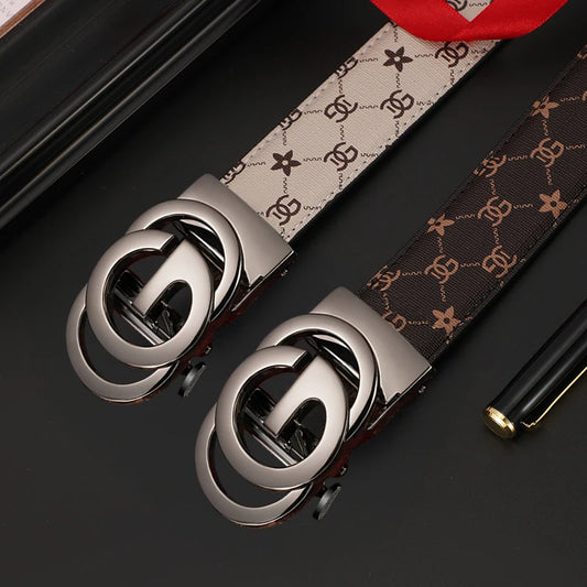 Men’s Genuine Leather Belt with Automatic Alloy Buckle – Luxury Design Waist Belt for Men