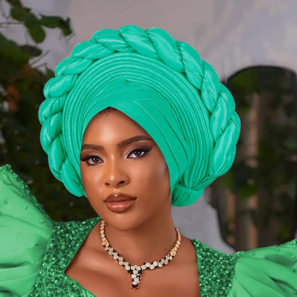 African Auto Gele Headtie – Aso Oke Nigerian Wedding & Party Head Wrap