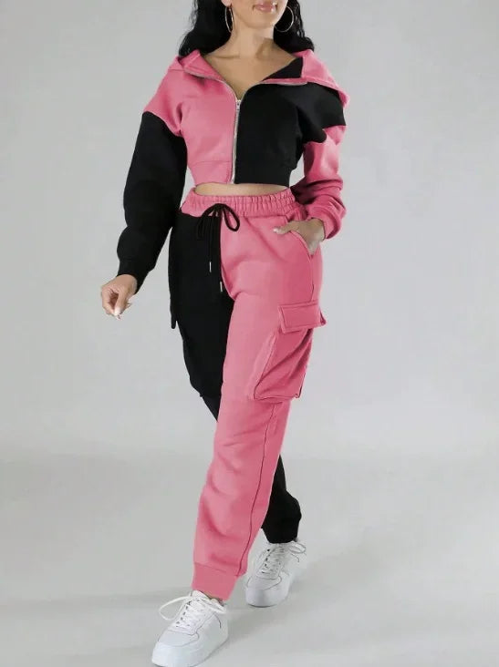 Women’s Loose Two-Piece Hoodie Tracksuit – Autumn/Winter Set