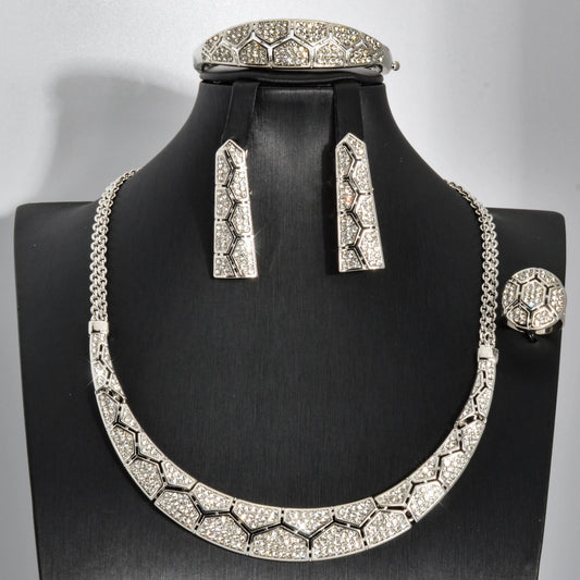 Acorite Zircon Classic Gold-Plated Earrings, Necklace, Bracelet & Ring