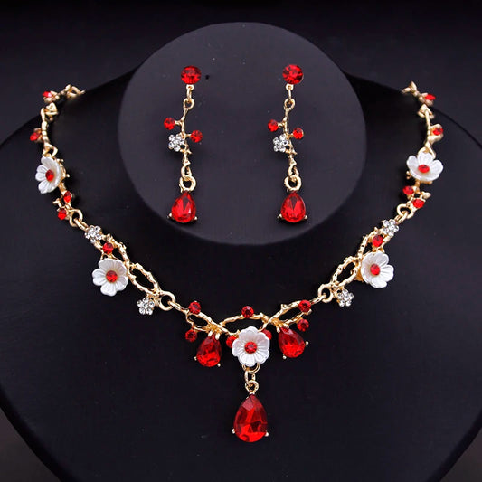 Gorgeous Crystal Bridal Jewelry Set – Luxury Flower Choker & Earrings