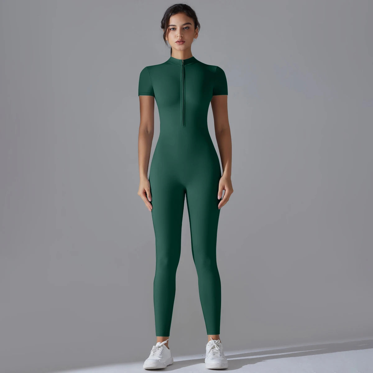 Women's Naked-Feel Short Sleeve Yoga Jumpsuit – Quick-Dry Breathable Fitness Bodysuit