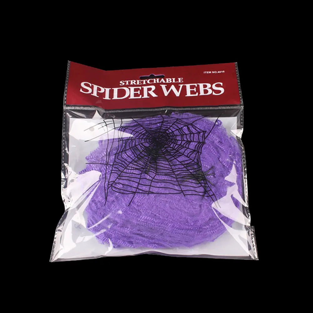 Halloween Spider Web Decoration with Artificial Spider – Stretchy Cobweb for Haunted House, Gothic Home Decor & Spooky Halloween Party