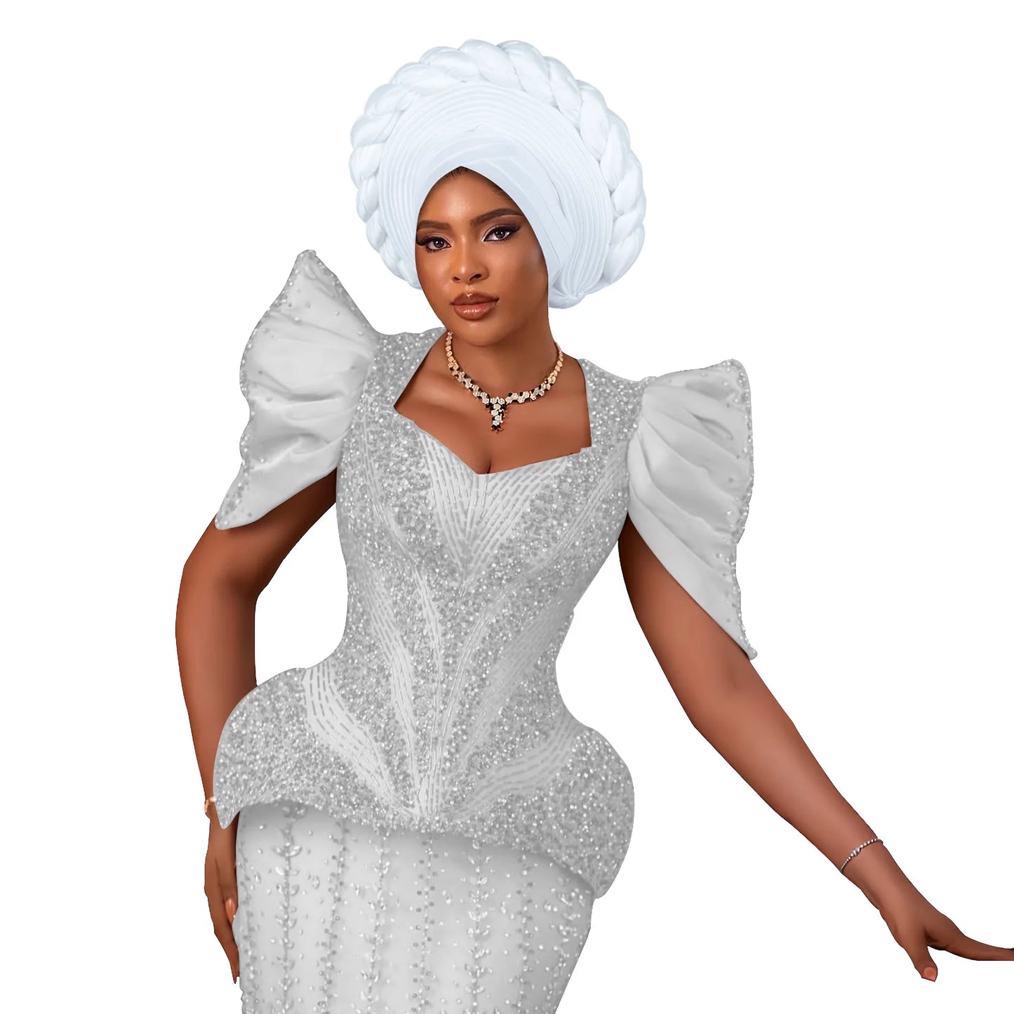 African Auto Gele Headtie – Aso Oke Nigerian Wedding & Party Head Wrap