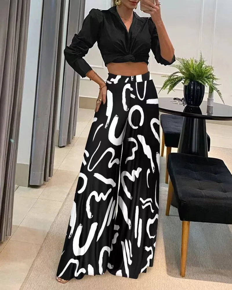 Women's Printed Wide-Leg Pants – Spring/Autumn Collection