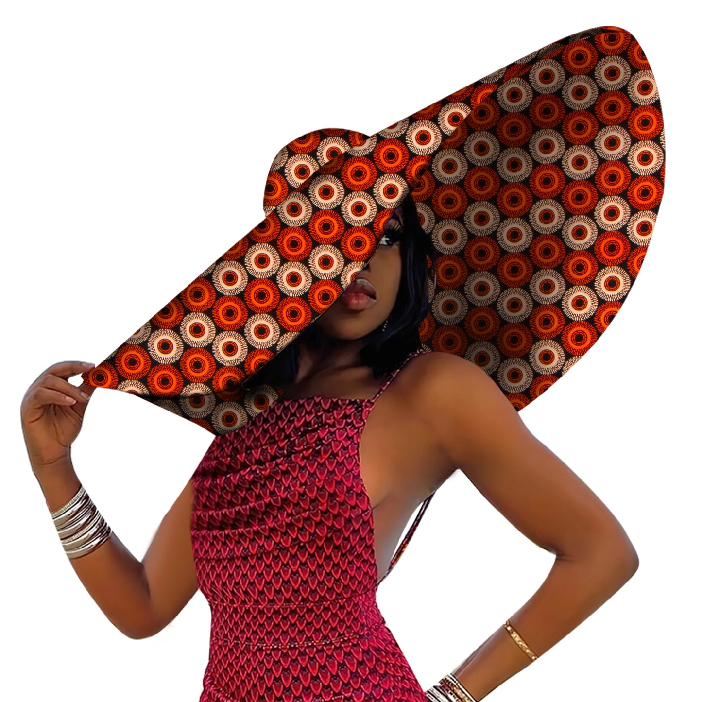 African Women Summer Beach Hat โ Large Brim Ankara Sun Hat