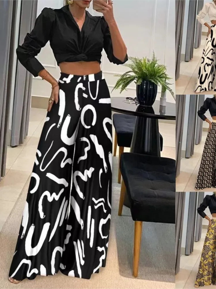 Women's Printed Wide-Leg Pants – Spring/Autumn Collection