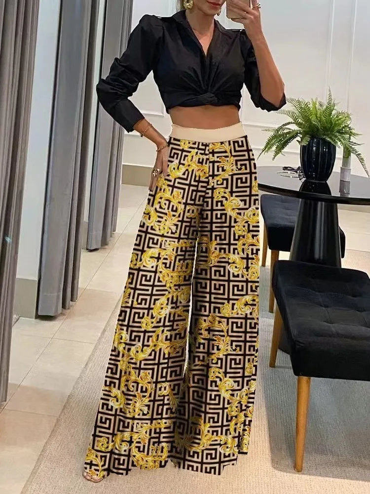 Women's Printed Wide-Leg Pants – Spring/Autumn Collection
