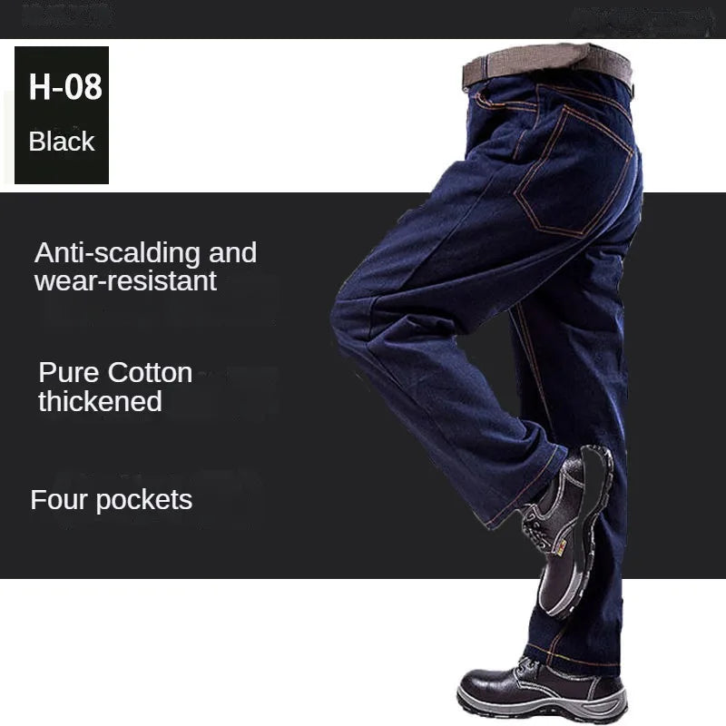 Men's Workwear Overalls Pants – Durable, Thickened Cotton Denim with Multiple Pockets