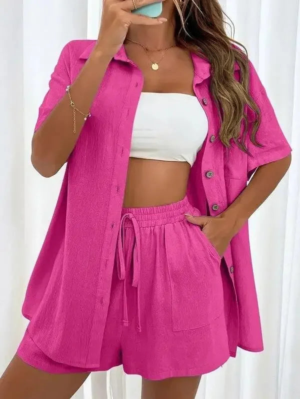 Stay Cool & Stylish This Summer – Women's Cotton Linen Two-Piece Set