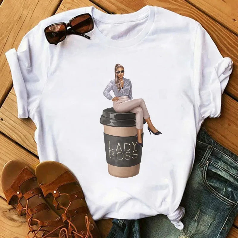 Women's Harajuku Cartoon Graphic T-Shirt – Summer Casual Short Sleeve O-Neck Tee