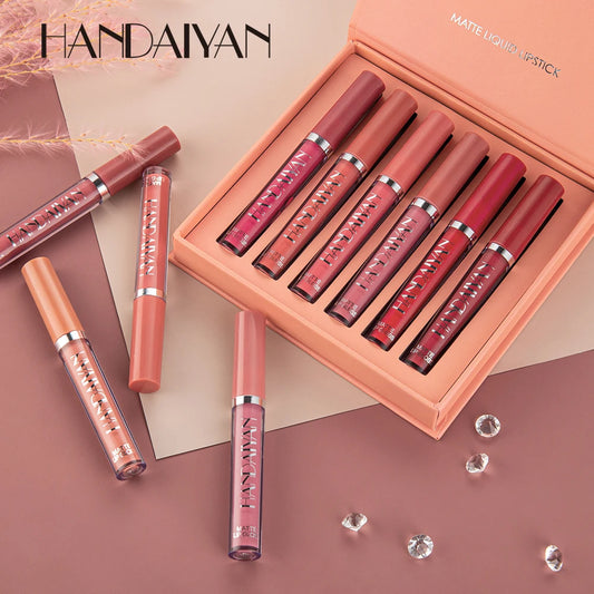 HANDAIYAN Set of 6 Non-Stick Liquid Lipsticks in Cup Packaging