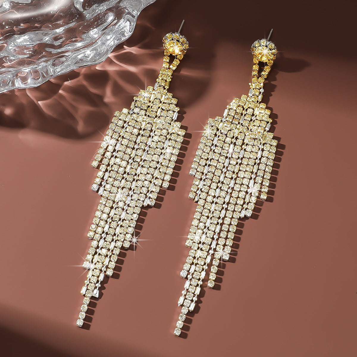 Luxury full Rhinestone Tassel Earrings