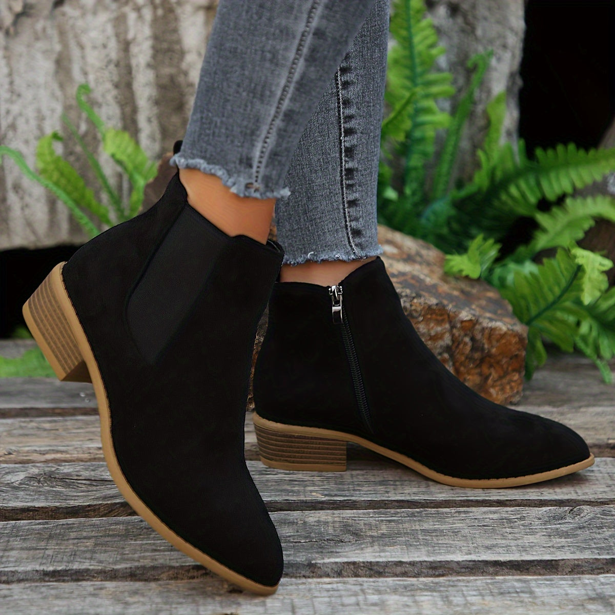 Step into Style and Comfort – Pointed Toe Ankle Boots with Chunky Heels