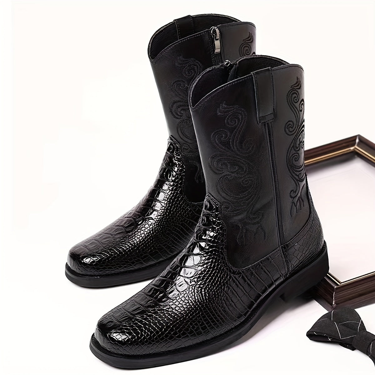 Plus Size Men's Vintage High Top Western Cowboy Boots