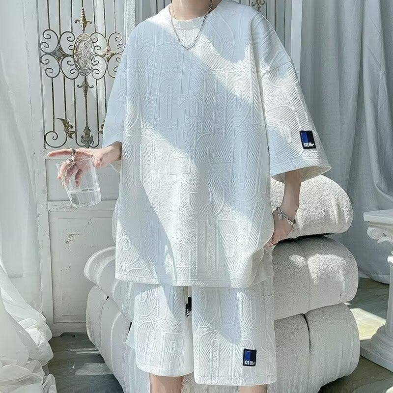 Men’s Summer Casual Sportswear Set – Loose Fit T-Shirt & Short