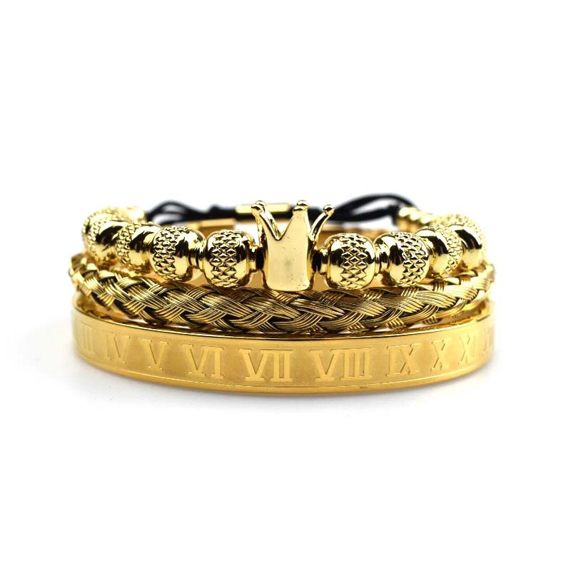 Luxury Roman Royal Crown Charm Bracelet for Men