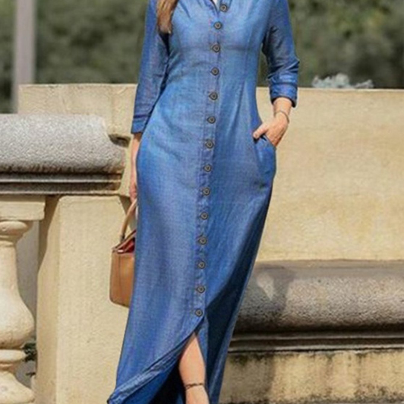 Plus Size Denim Shirt Dress for Women