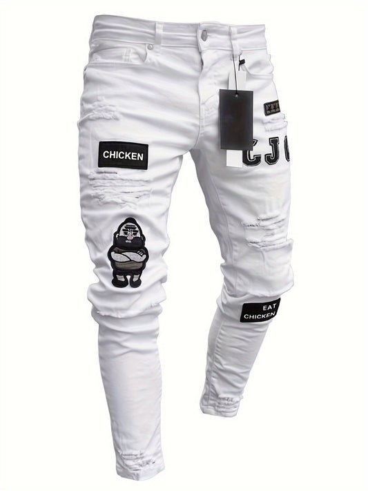 Stretch Skinny Ripped Jeans – Men’s Casual Slim Fit Pants