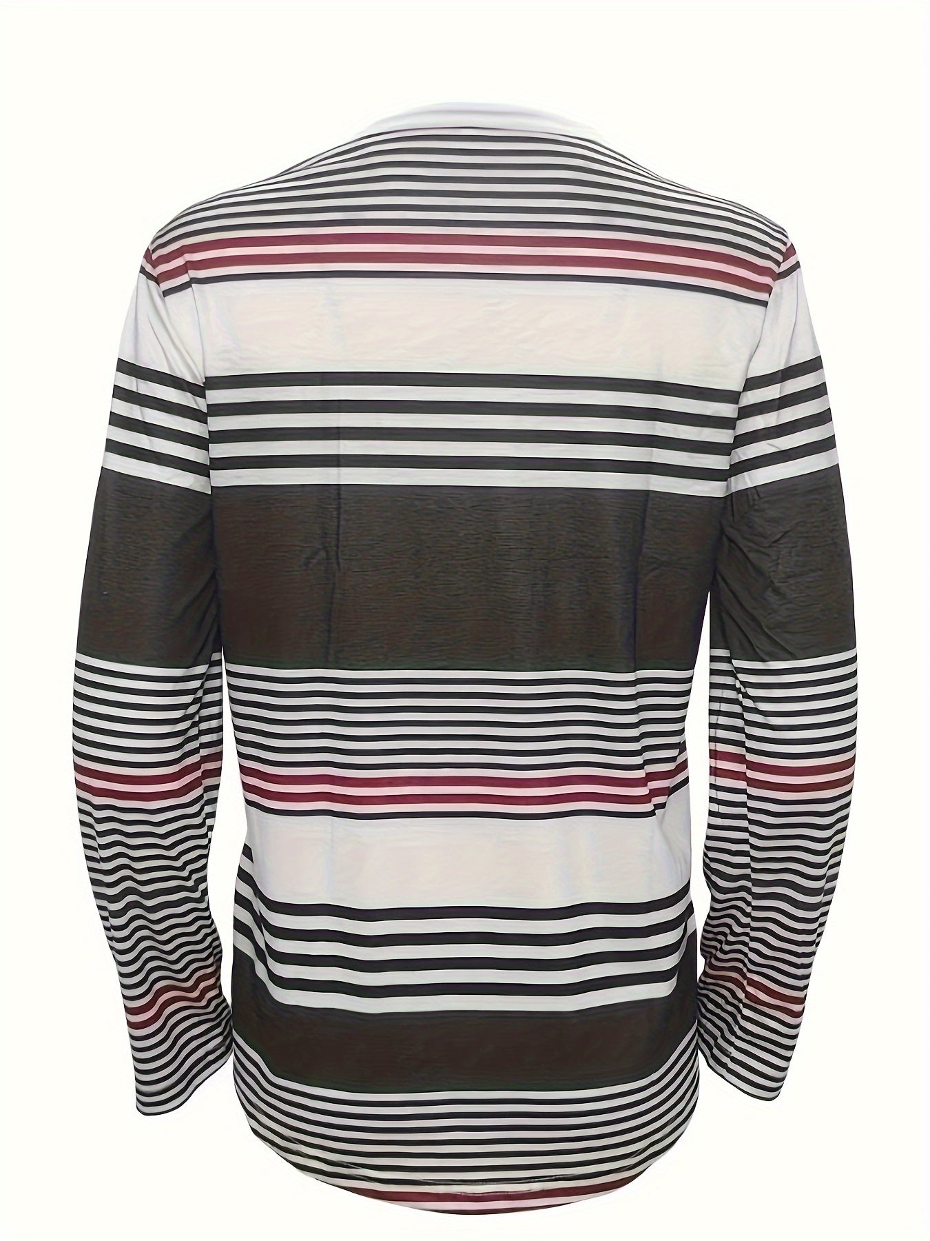 Striped Contrast Button T-Shirt – Long Sleeve Casual Tee for Women
