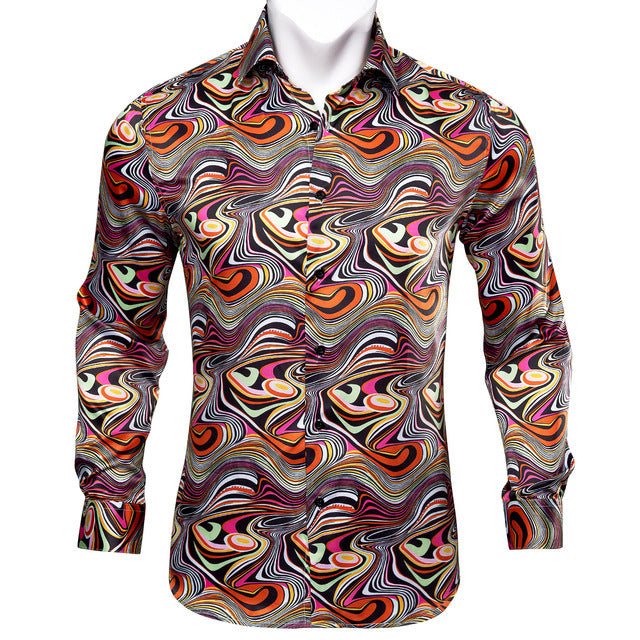 Barry Wang Teal Paisley Floral Silk Shirt – BCY-05