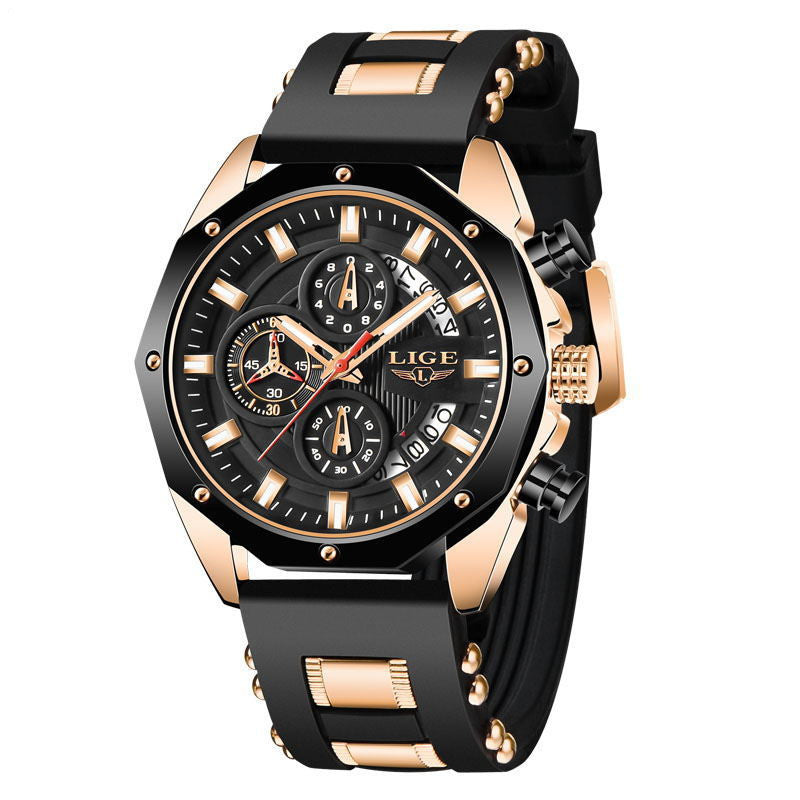 Luxury Men's Sports Watch – Chronograph Quartz with Silicone Band