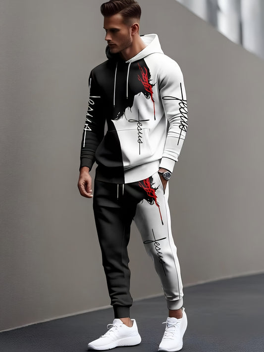 Men's 3D Printed Casual Sportswear Set – Hoodie & Joggers