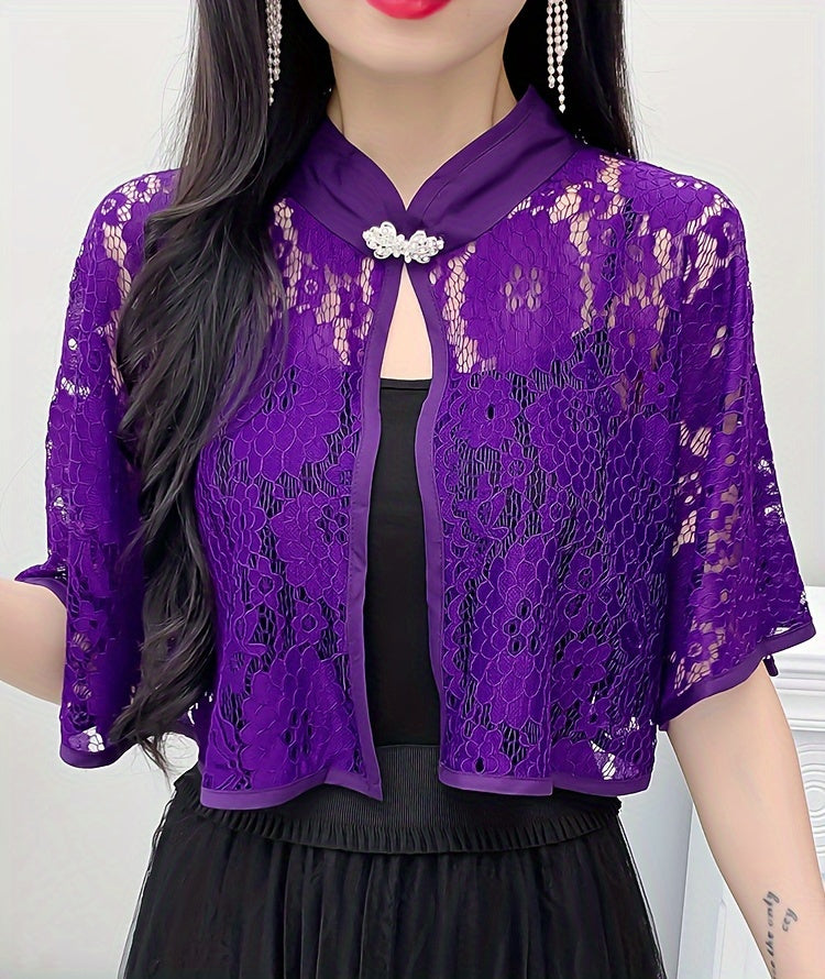 Breathable Elegant Floral Lace Shawl Wrap for Women