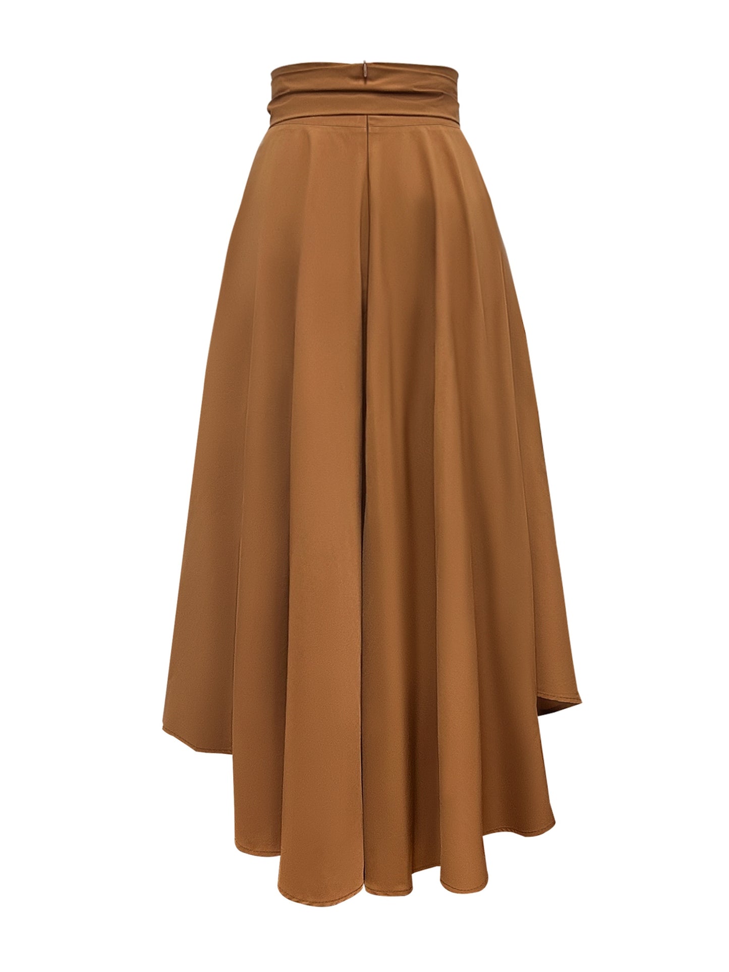 Women's Casual Pleated Skirt with Ruffle Hem and Tie