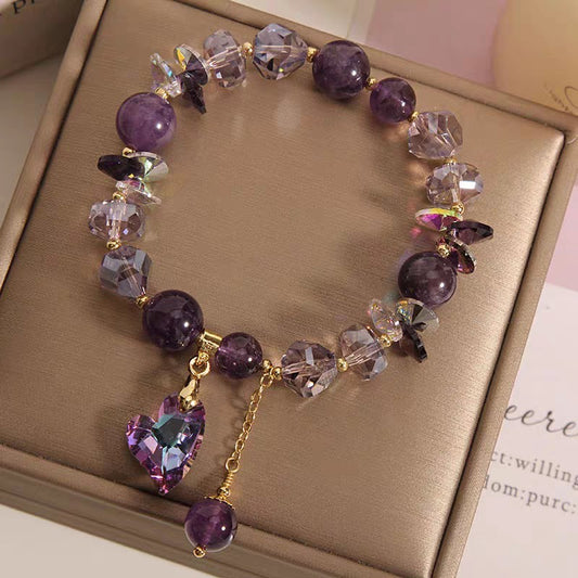 Purple Heart Crystal Bracelet – Elegant Natural Amethyst Jewelry