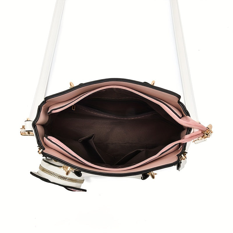 Top Handle Satchel Purses with Cute Kitten Pendant