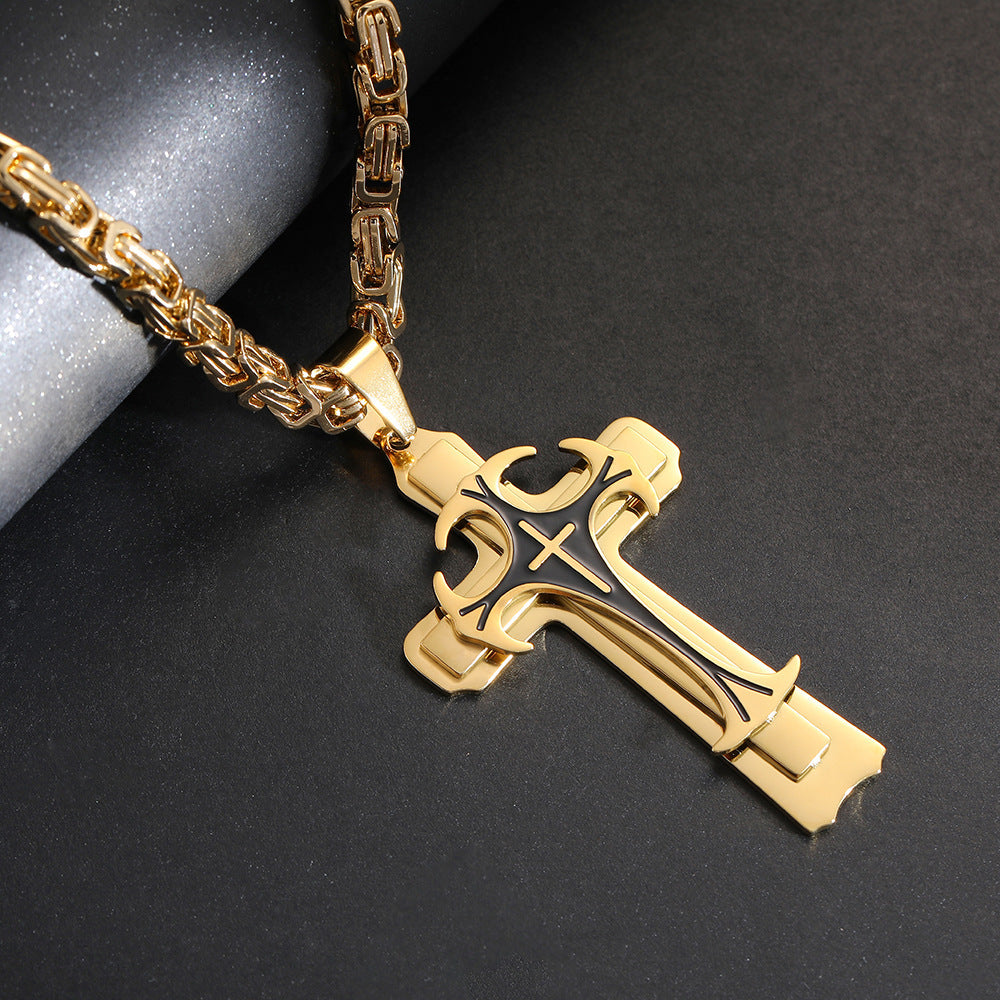 Christian Trinity Latin Cross Necklace for Men