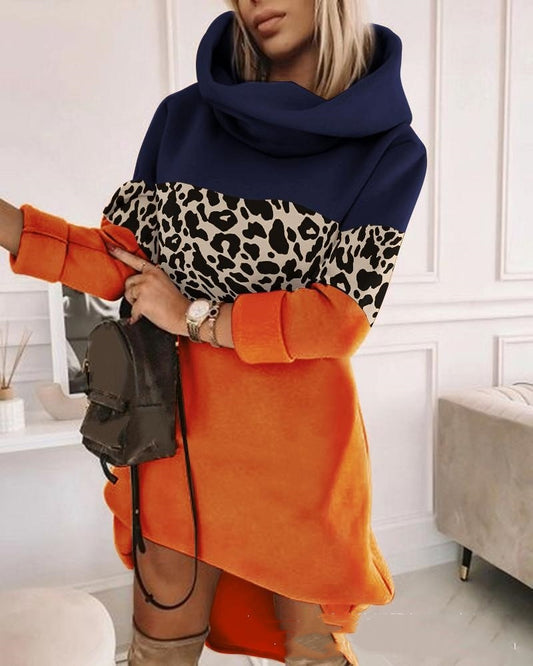 Women's Turtleneck Hooded Mid-length Sweater