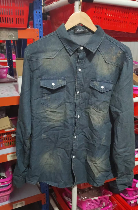 Men’s Long Sleeve Casual Shirt – Slim Fit, Solid Color