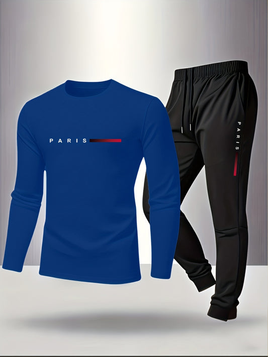 Men's Casual Fashionable Breathable Printed Loungewear Pants Set