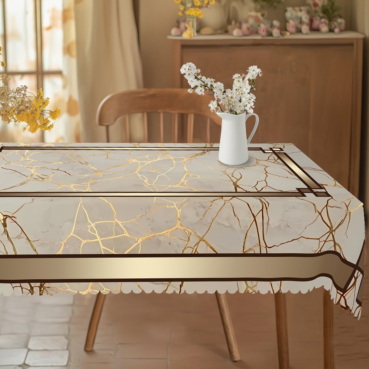 Marble Theme Tablecloth – 1pc (Rectangular & Round Options)
