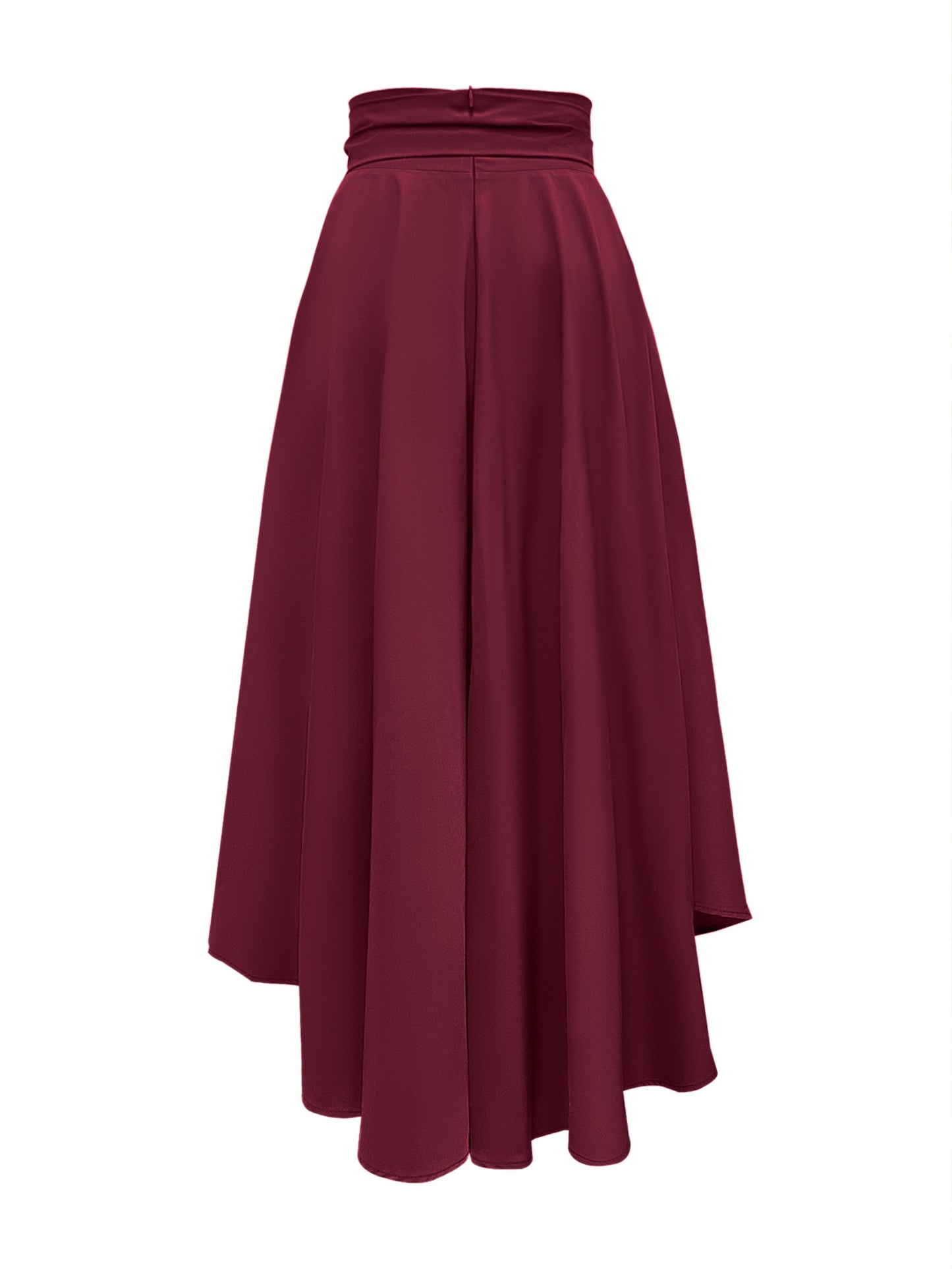 Women's Casual Pleated Skirt with Ruffle Hem and Tie