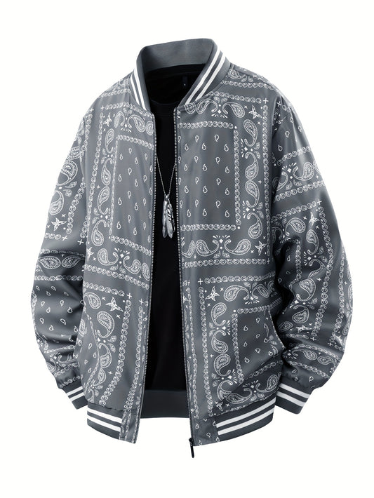 Men’s Vintage-Inspired Paisley Bomber Jacket