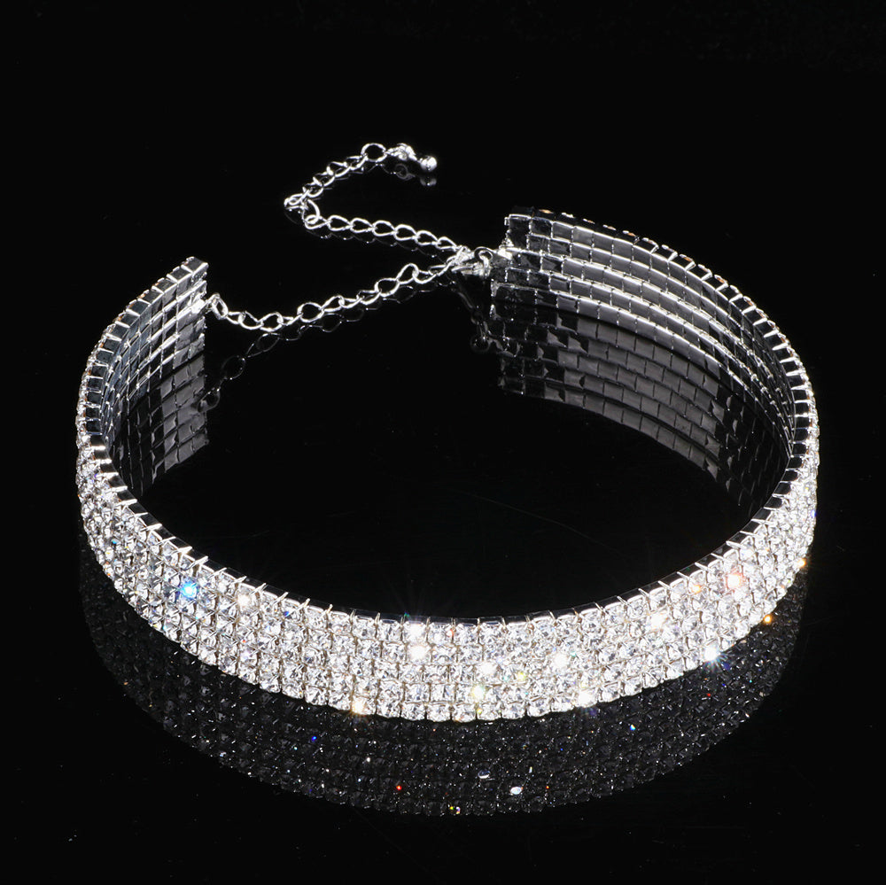 Elegant Diamond-Studded Fashion Choker Necklace