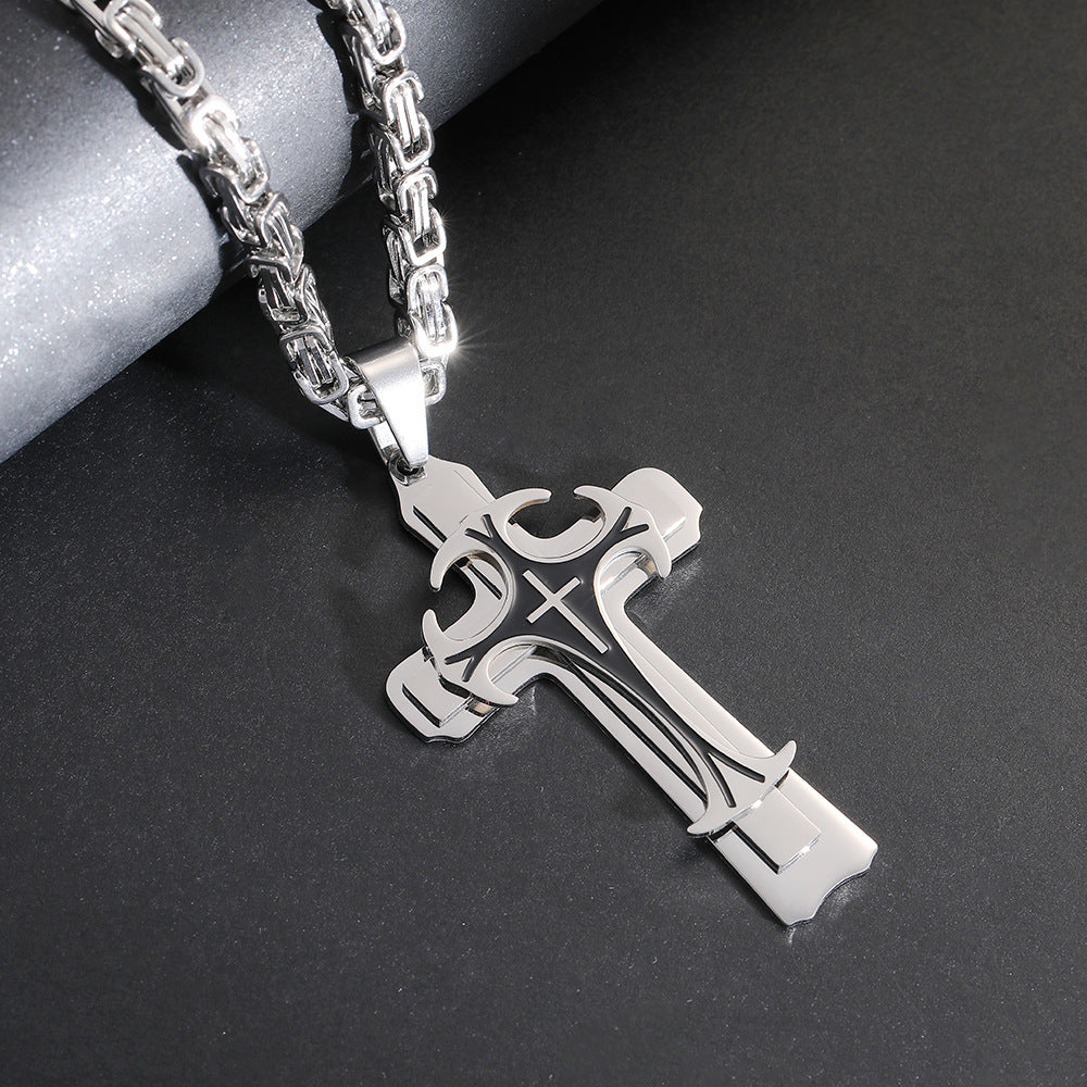 Christian Trinity Latin Cross Necklace for Men