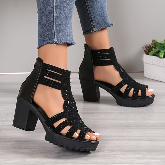 Stylish High Heel Women's Sandals – Summer Chic with a Sparkle